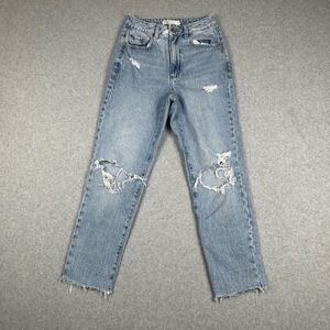 Garage Denim‎ Mom Jeans Womens 00 Distressed Ripped Mid Rise Blue Denim Casual